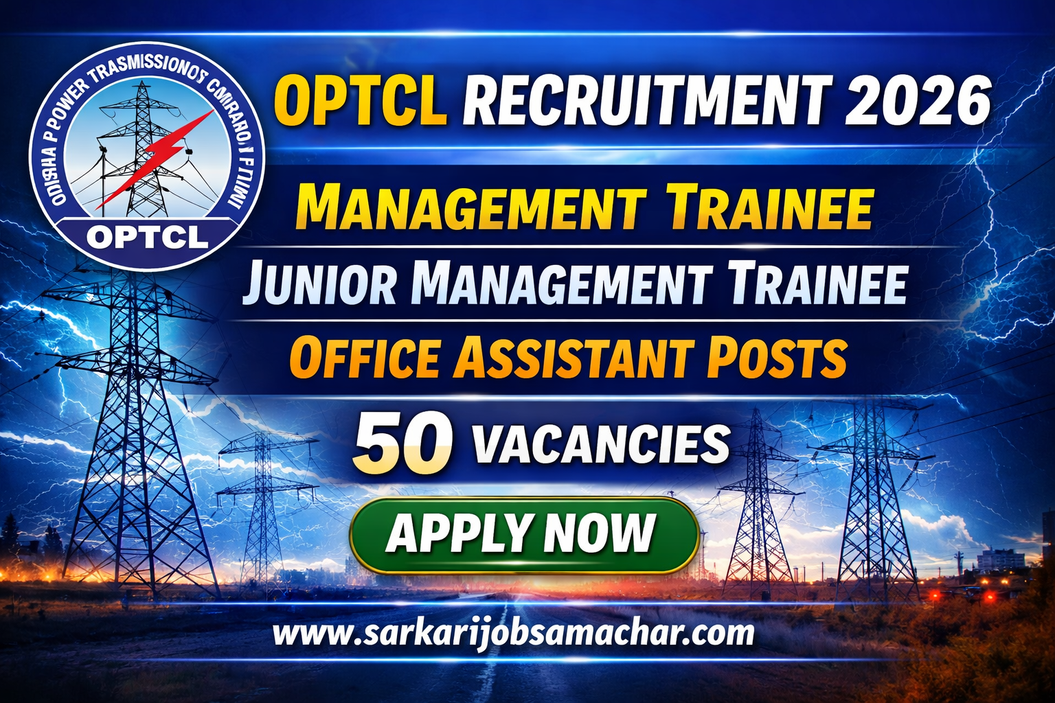 OPTCL Recruitment 2026 Notification Out for 50 Management Trainee, JMT & Office Assistant Posts